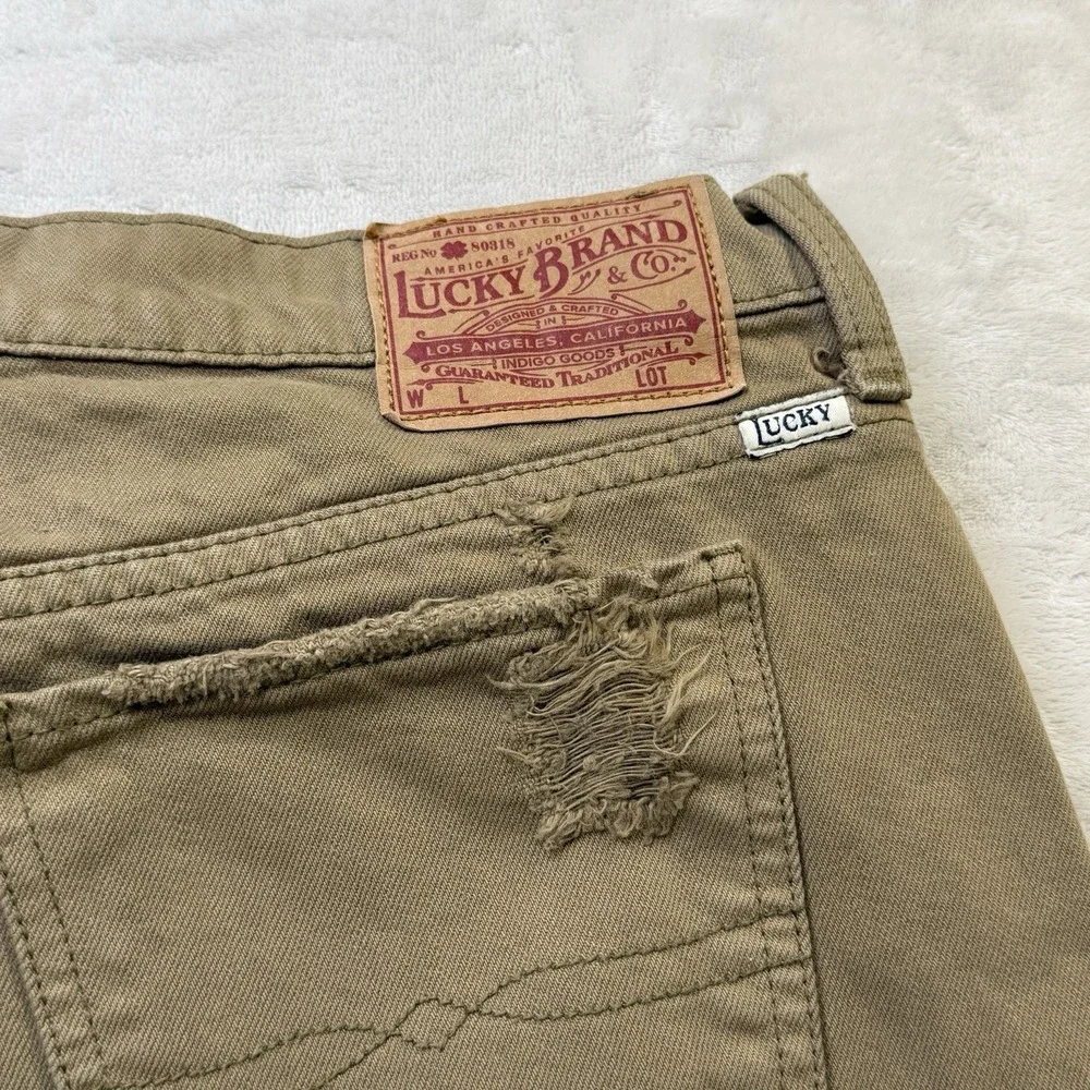 Lucky Brand Boyfriend Shorts Distressed Tan‎ Denim Women 8/29